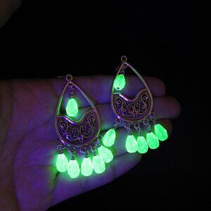 Uranium glass Chandelier earrings